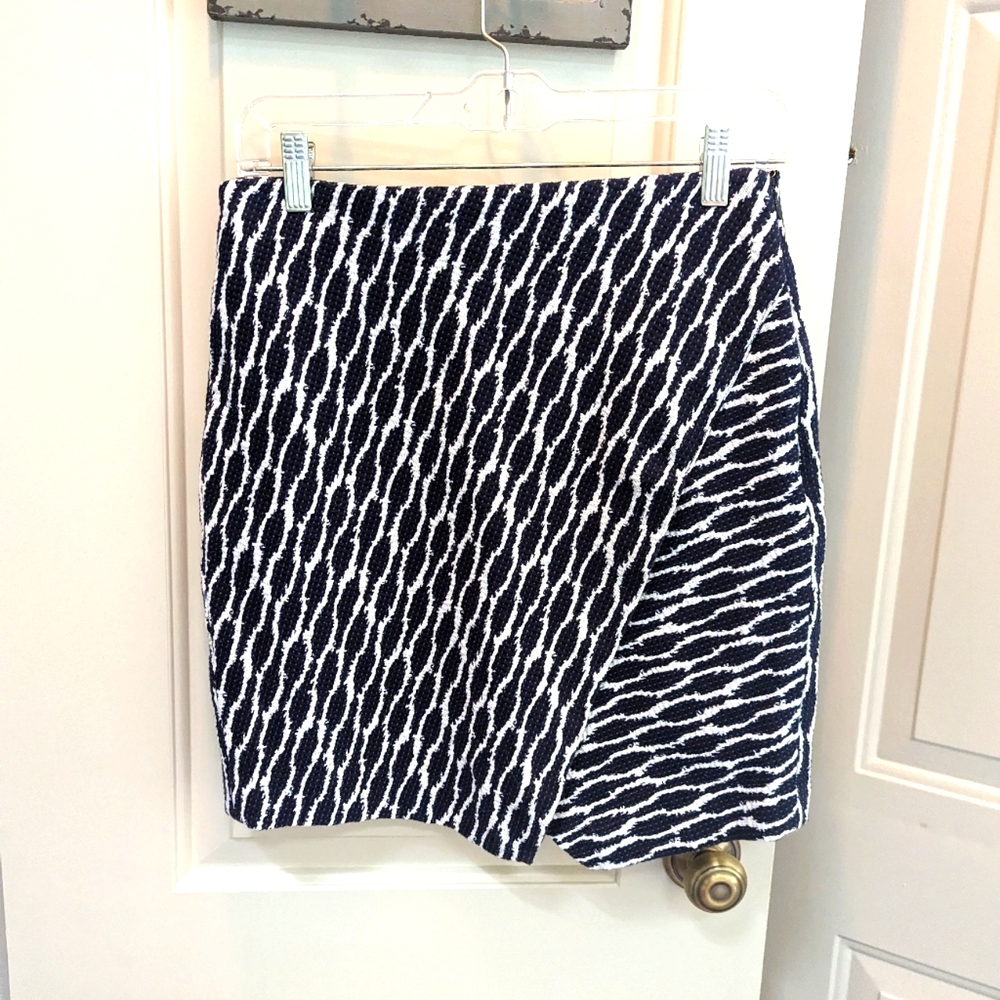 LOFT Blue & White Asymmetrical Skirt